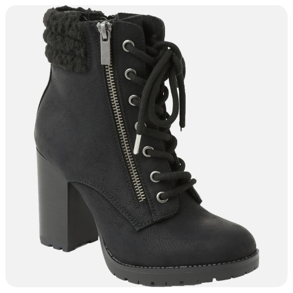 XOXO Shoes - XOXO Jeanna Lace Up Bootie Shearling Ankle Cuffs